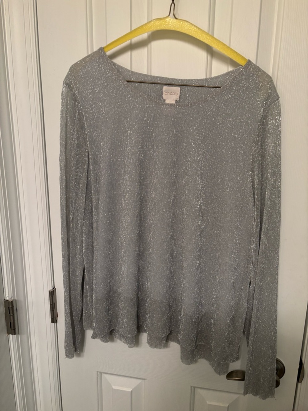 Chico's Silver Sparkle Layered Blouse